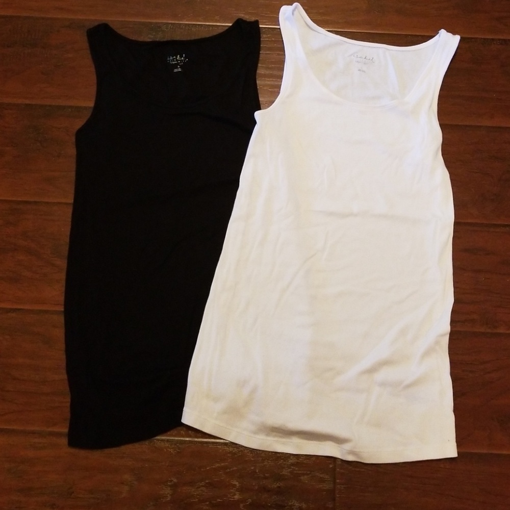 Black and white maternity tanks